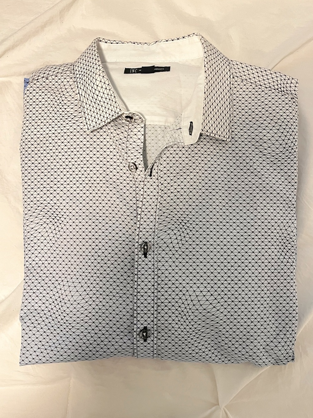 Men’s INC Blue Ombré Button Up Long Sleeve Dress Shirt Size Large
